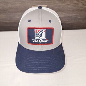The Game Brand Snapback Hat Mesh Embroidered Cap Gray Navy Red Logo w Tags